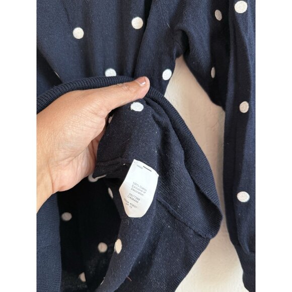 J.Crew Sweater Top Women’s Medium Crew Neck Polka Dot Capsule Career Lightweight - Picture 7 of 8
